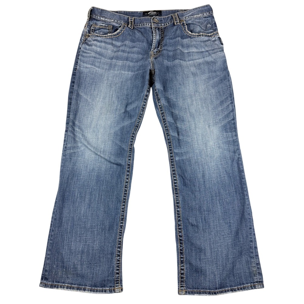 Silver Gordie Jeans Mens 38x34 Blue Straight Relaxed Grunge Actual 40x32.5